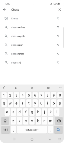 Introduza o nome ou categoria da app pretendida e prima o ícone para pesquisar.