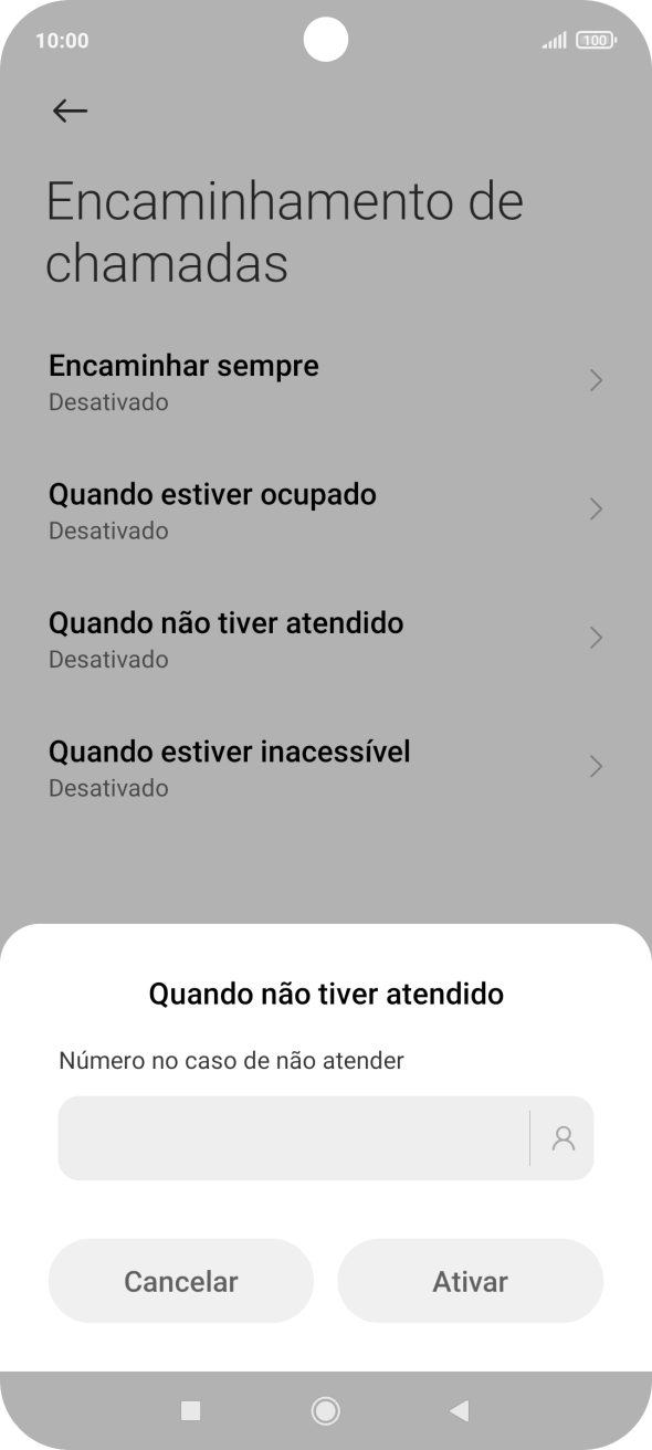 Introduza 123 e prima Ativar.