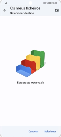 Se quiser criar uma nova pasta, prima o ícone de nova pasta e siga as indicações no ecrã para criar uma nova pasta.