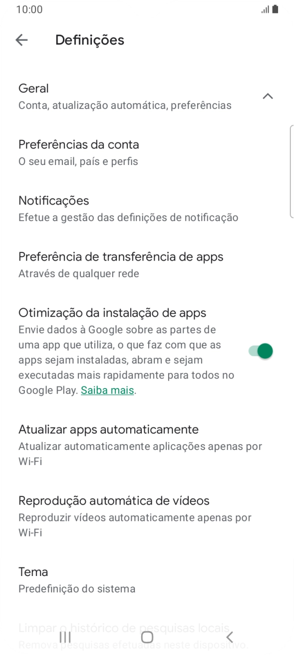 Prima Atualizar apps automaticamente.