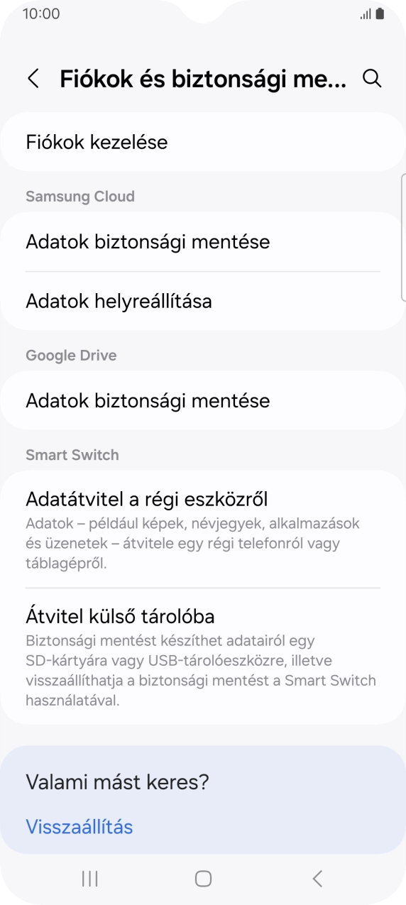 Válaszd a Fiókok kezelése lehetőséget.