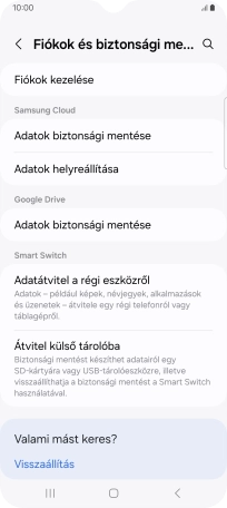 Válaszd a Fiókok kezelése lehetőséget.