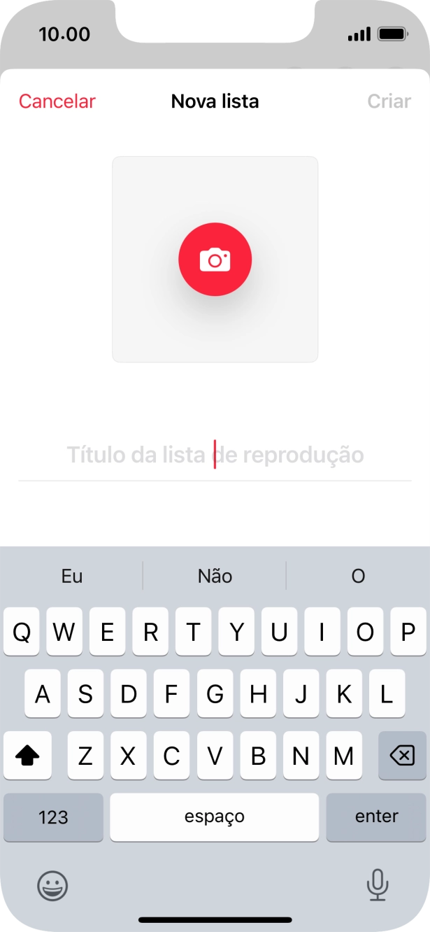 Prima o campo de escrita e introduza o nome da lista de reprodução.