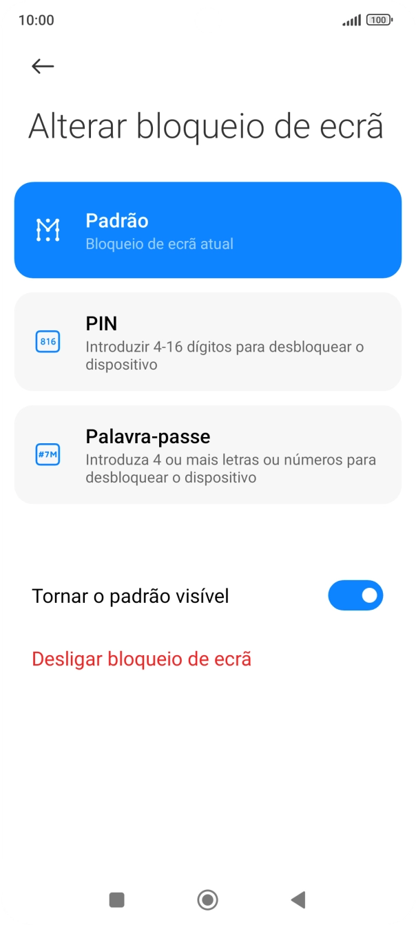 Prima Desligar bloqueio de ecrã e introduza o código adicional de bloqueio do telefone que criou anteriormente.