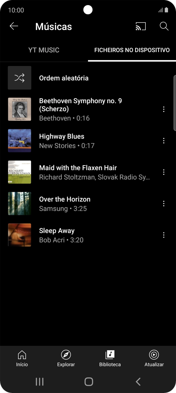 Prima o ficheiro de música pretendido.