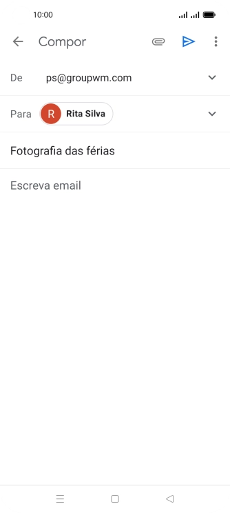 Prima o campo de escrita e escreva o texto do e-mail.