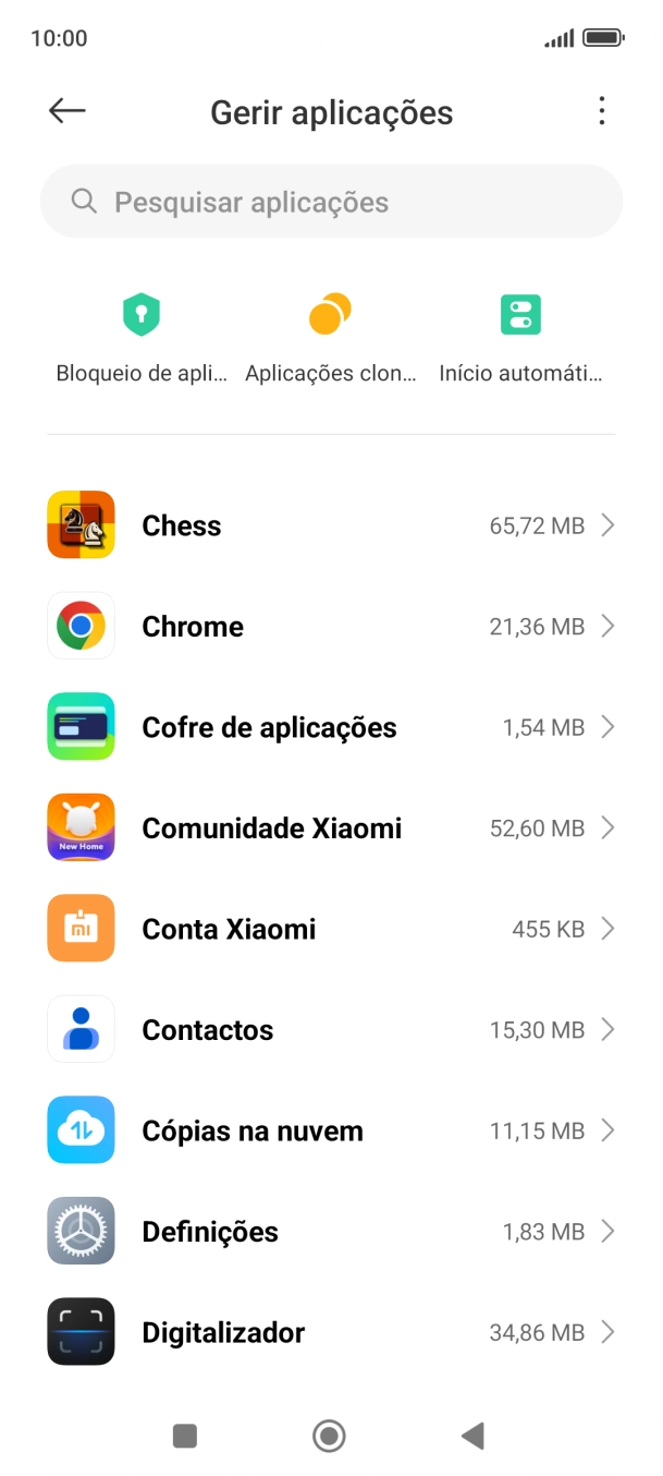 Prima a app pretendida.