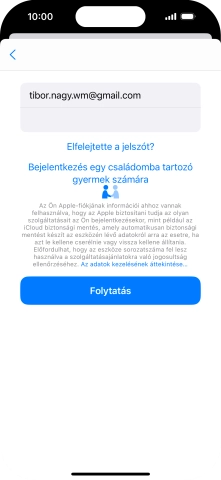 Válaszd a Folytatás lehetőséget.