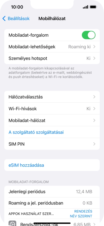 Válaszd a SIM PIN lehetőséget.