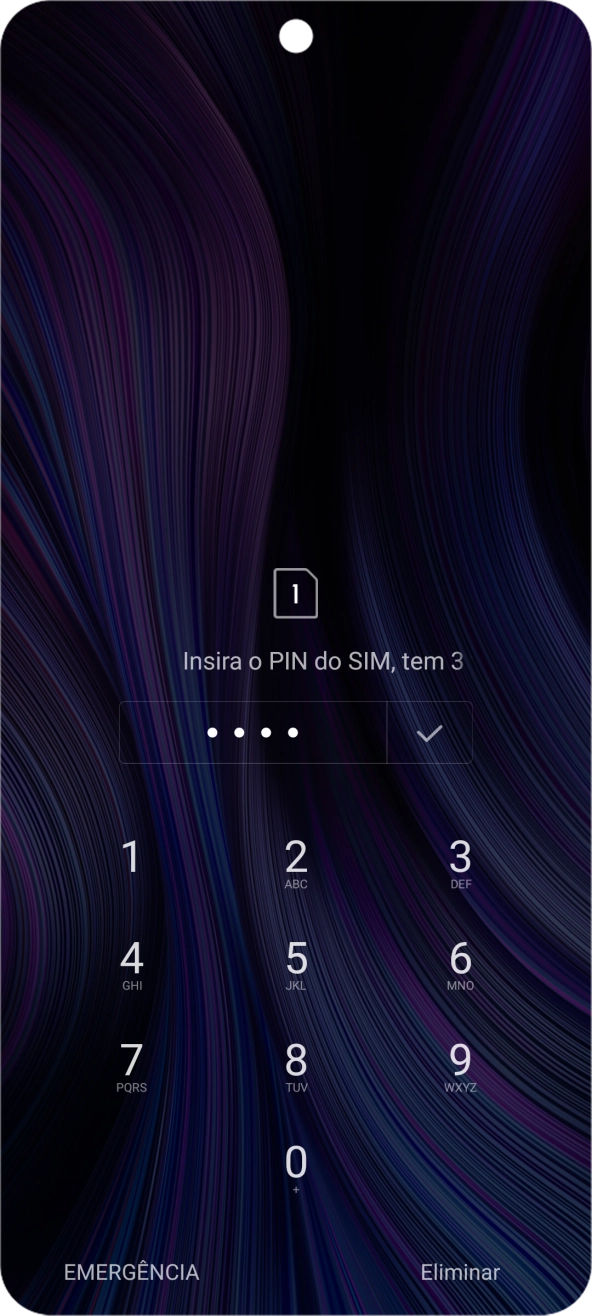Se necessário, introduza o código PIN e prima o ícone para aceitar.
