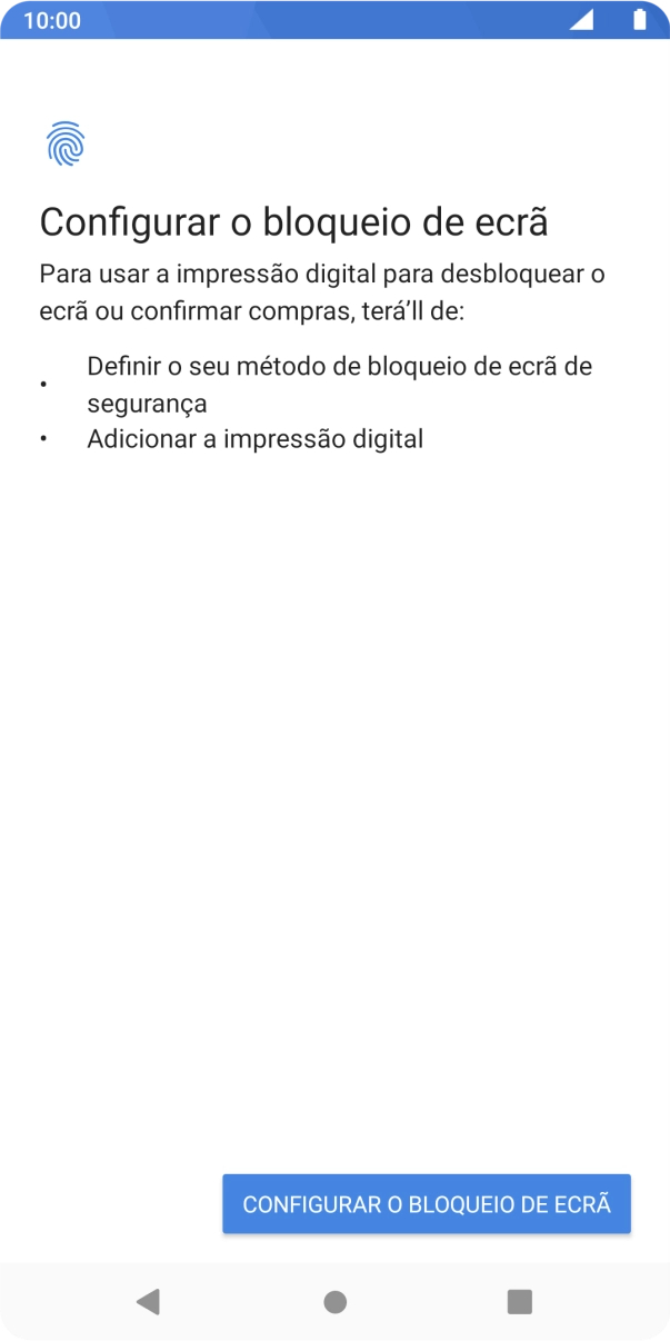 Prima CONFIGURAR O BLOQUEIO DE ECRÃ.