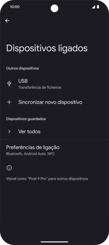 Prima Sincronizar novo dispositivo.