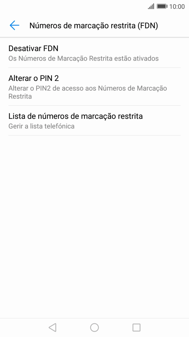 Prima Desativar FDN para desativar a marcação permitida.