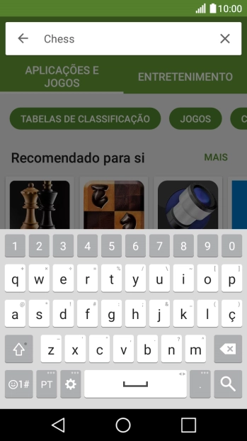 Introduza o nome ou categoria da app pretendida e prima o ícone para pesquisar.
