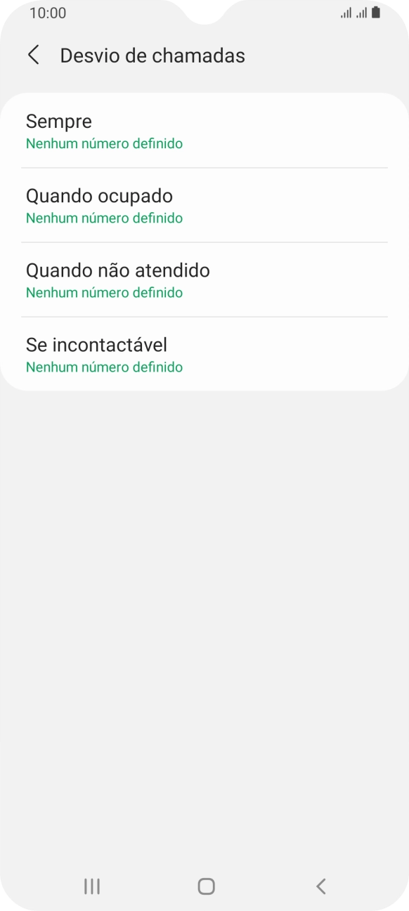 Prima o tipo de desvio pretendido.
