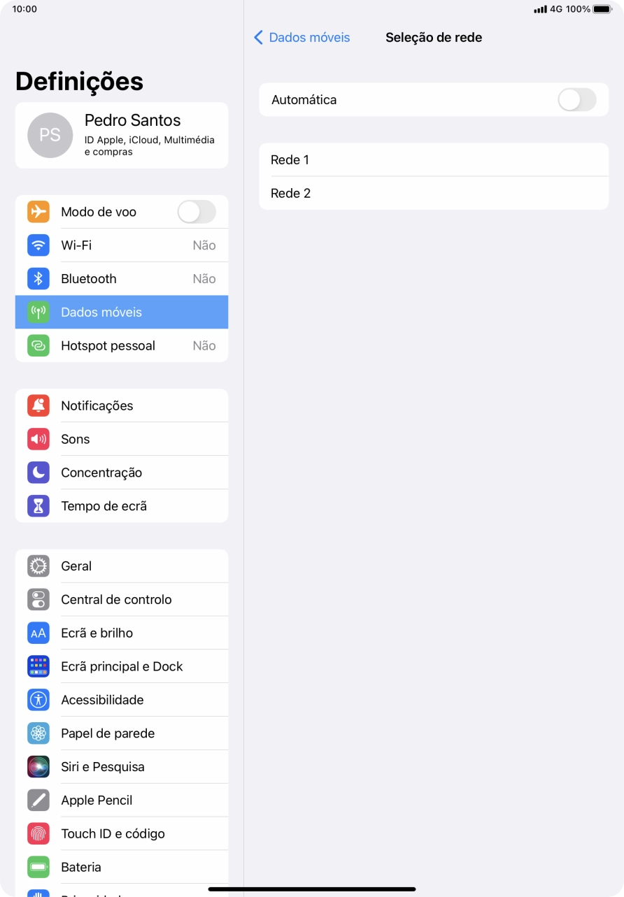 Se desativar a função, prima a rede pretendida.