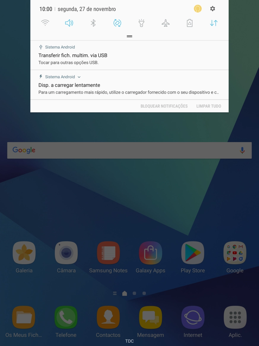 Prima o ícone de definições.