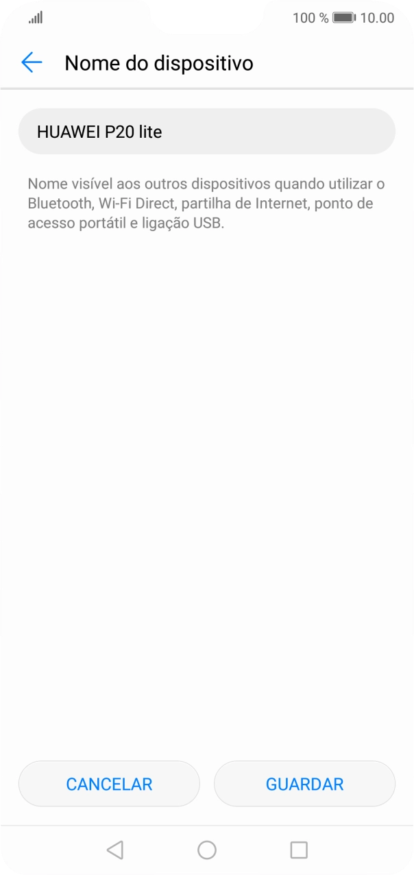 Introduza o nome pretendido do hotspot Wi-Fi e prima GUARDAR.