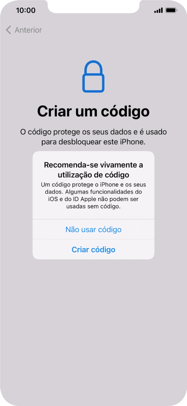 Se desativar a função, prima Não usar código.