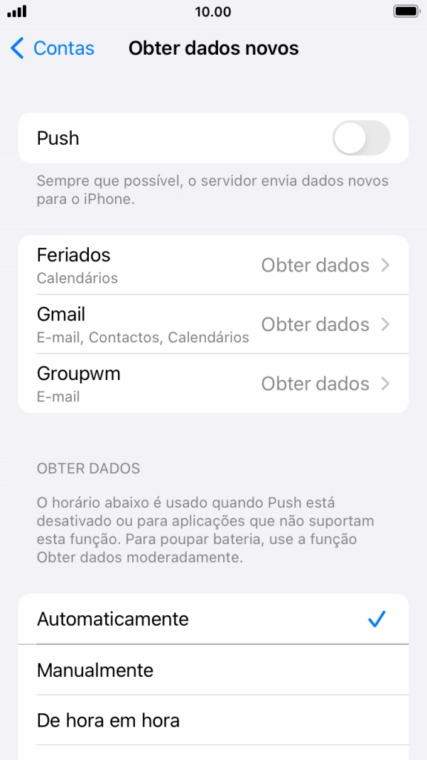 Se desativar a função, prima a definição pretendida.