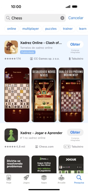 Prima a app pretendida.