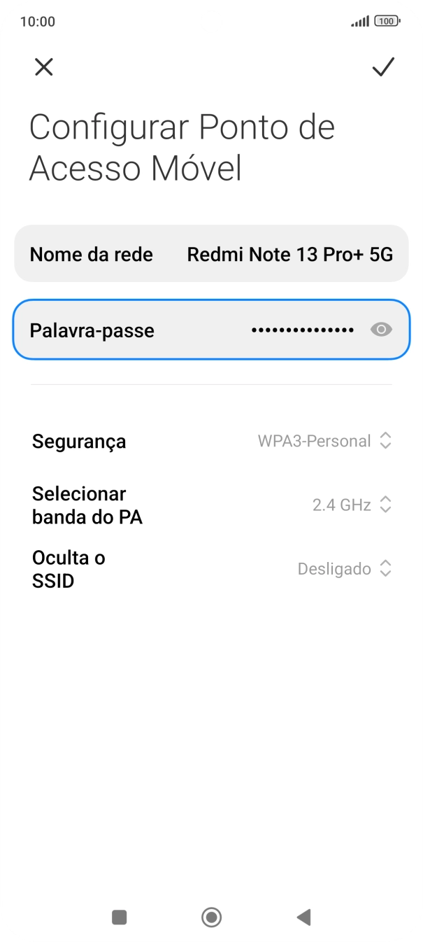 Prima Palavra-passe e introduza a password pretendida.
