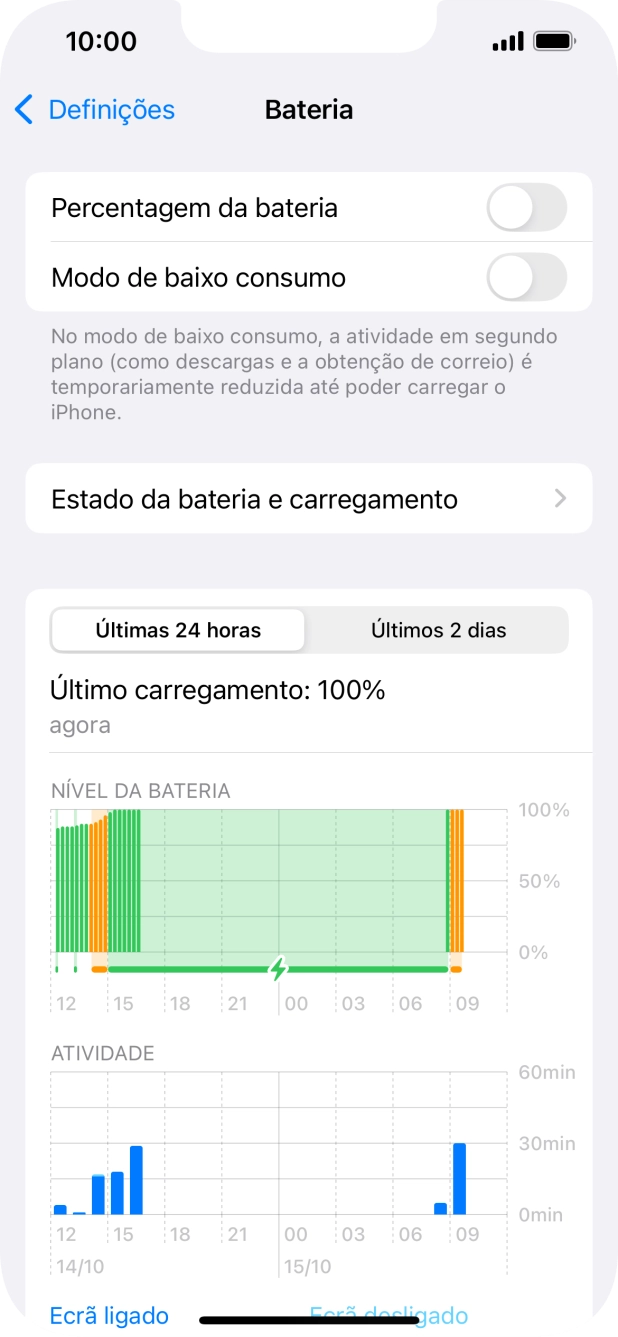 Prima Estado da bateria e carregamento.