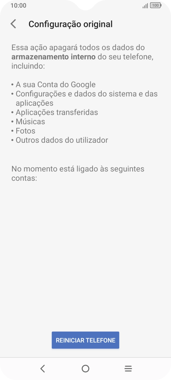 Prima REINICIAR TELEFONE.