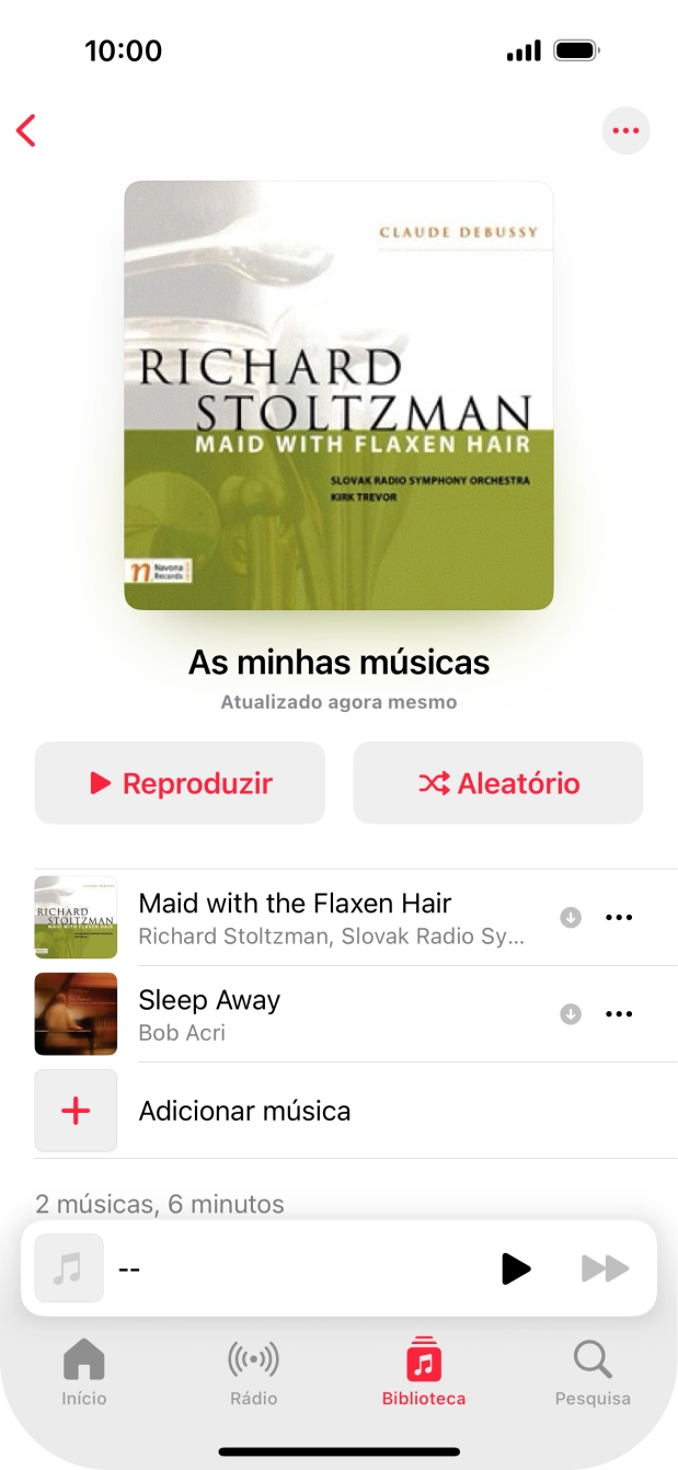Vá até à categoria ou lista de reprodução pretendida e prima o ficheiro de música pretendido.