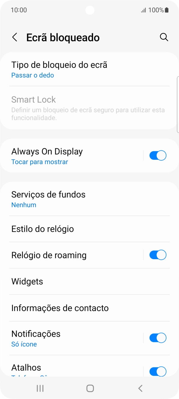 Prima Tipo de bloqueio do ecrã.