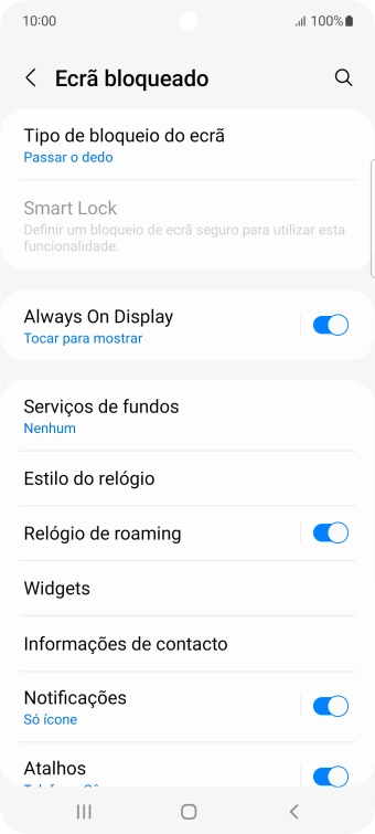 Prima Tipo de bloqueio do ecrã.