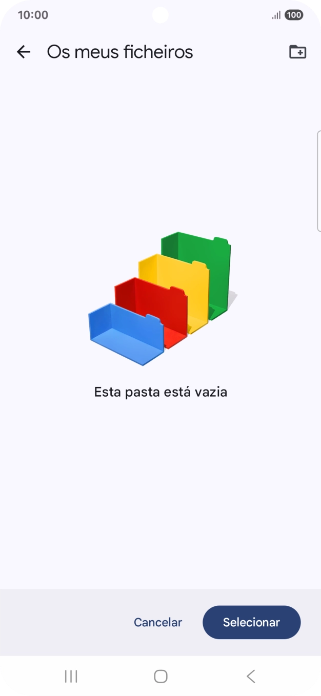 Se quiser criar uma nova pasta, prima o ícone de nova pasta e siga as indicações no ecrã para criar uma nova pasta.