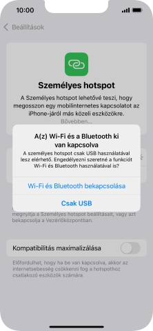 Amennyiben ki van kapcsolva a Wi-Fi, válaszd a Wi-Fi és Bluetooth bekapcsolása lehetőséget.