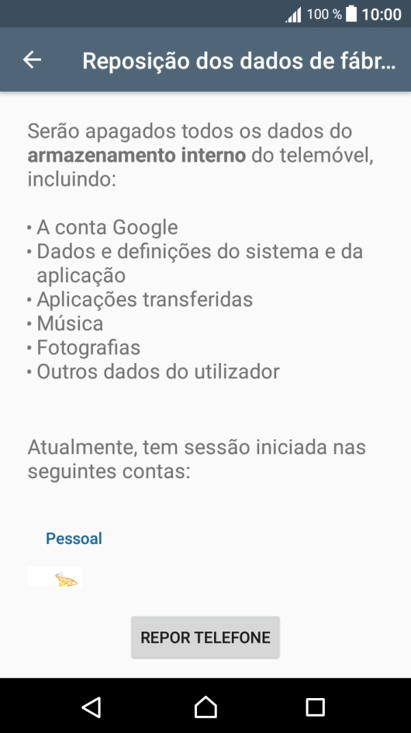 Prima REPOR TELEFONE.