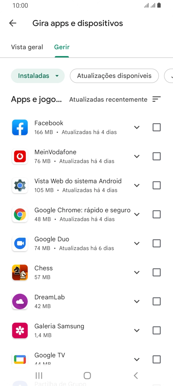 Prima a app pretendida.