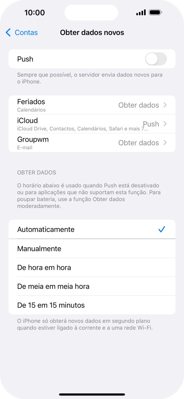 Se desativar a função, prima a definição pretendida.