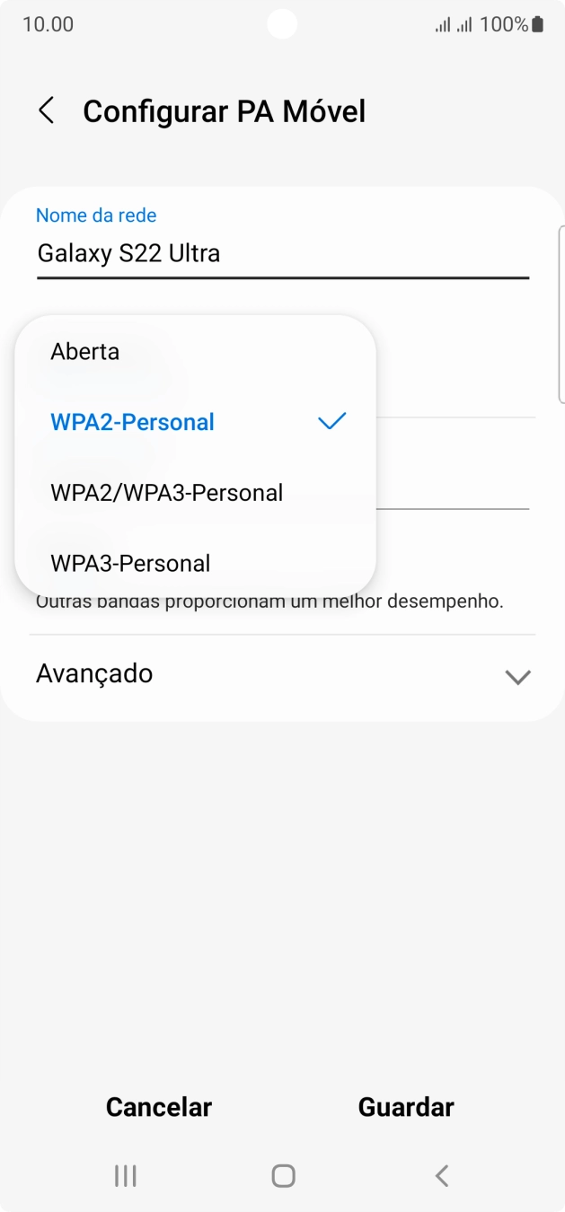 Prima WPA3-Personal para proteger o hotspot Wi-Fi com uma password.