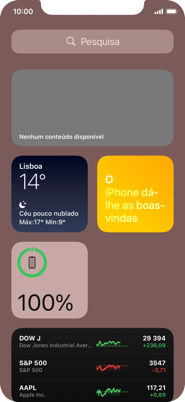 Mantenha premida por um instante a pilha de widgets pretendida.