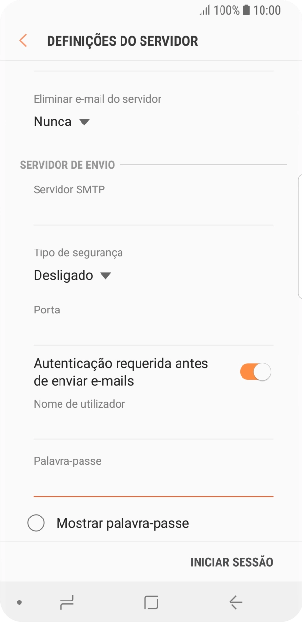 Prima INICIAR SESSÃO.