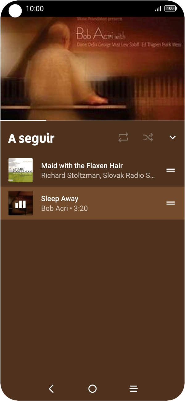 Prima o ícone de reprodução contínua para ativar ou desativar a função.
