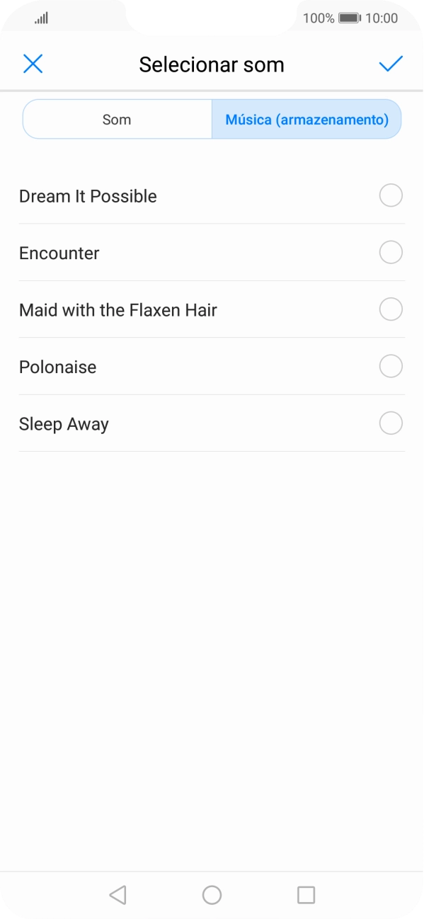 Prima os tons de toque pretendidos para os ouvir.