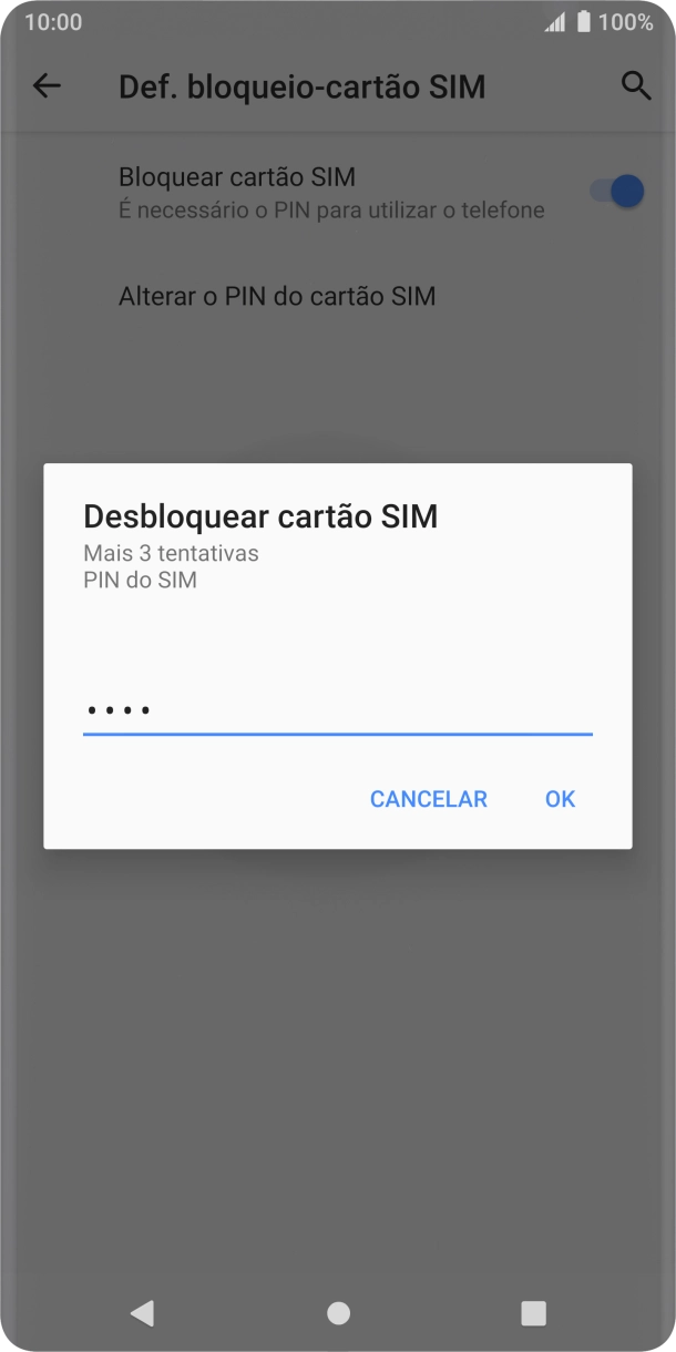 Introduza o seu código PIN e prima OK.