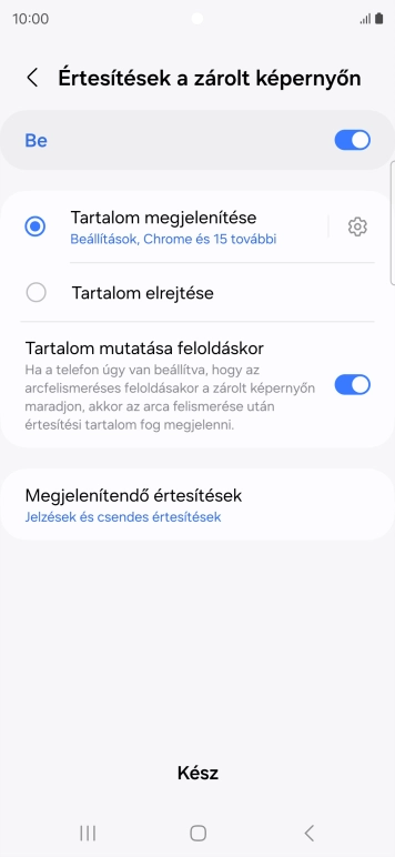 Kattints a kívánt beállítások melletti csúszkákra a funkciók be- vagy kikapcsolásához.