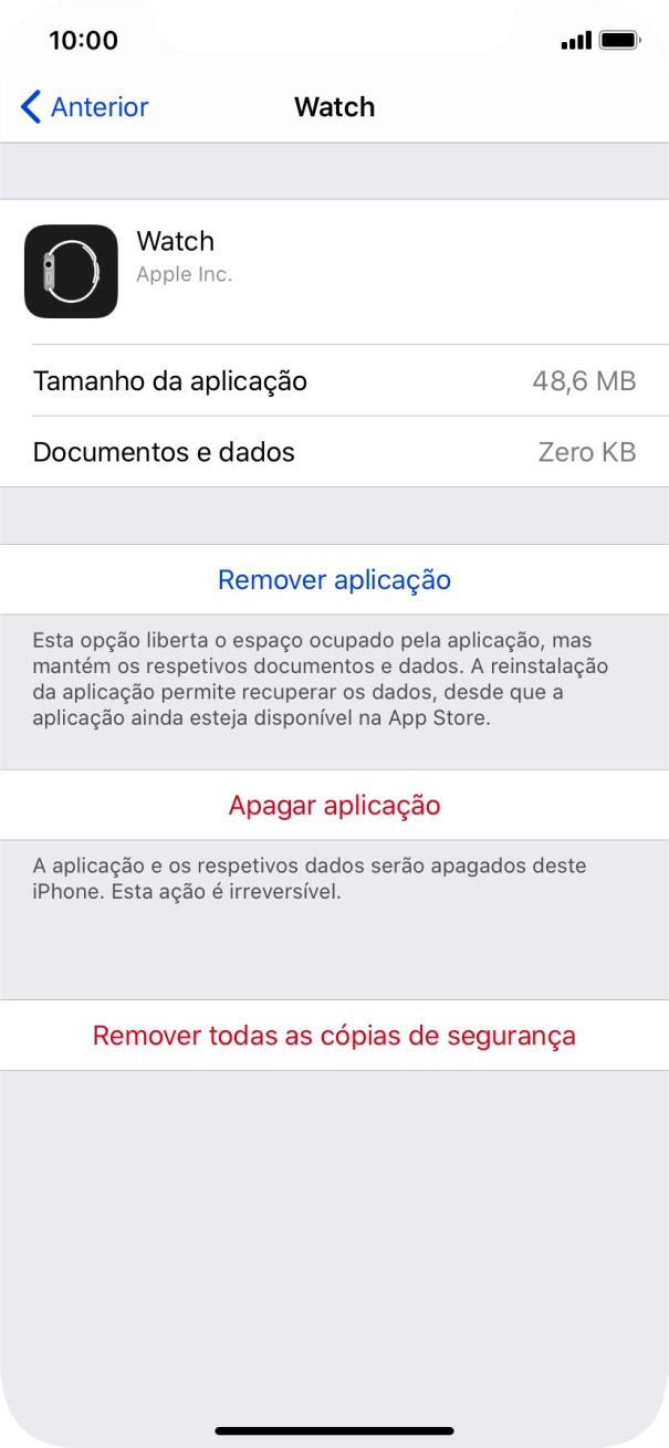 Prima Remover aplicação.