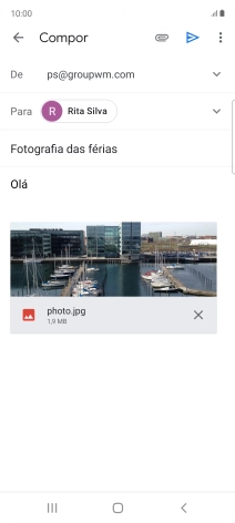 Prima o ícone para enviar quando terminar de escrever o seu e-mail.