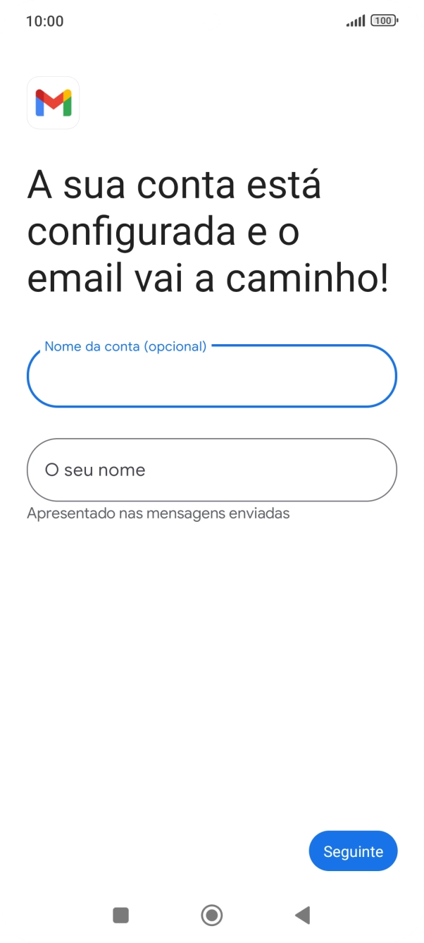 Prima O seu nome e introduza o nome do remetente pretendido.