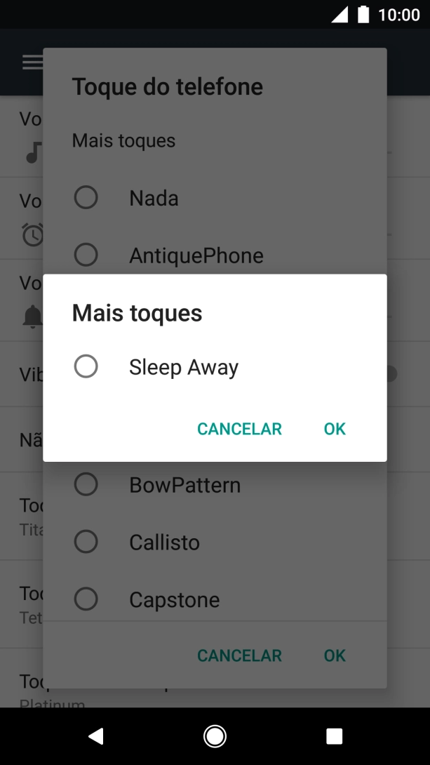 Prima os tons de toque pretendidos para os ouvir.