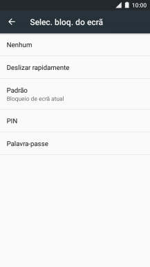 Introduza o código de bloqueio do telefone atual e prima Nenhum.