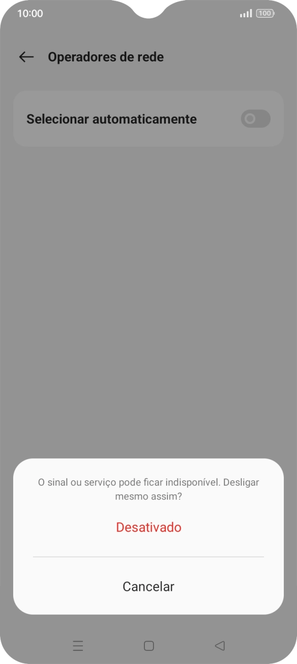 Prima Desativado para desativar a função e aguarde enquanto o telefone procura as redes.