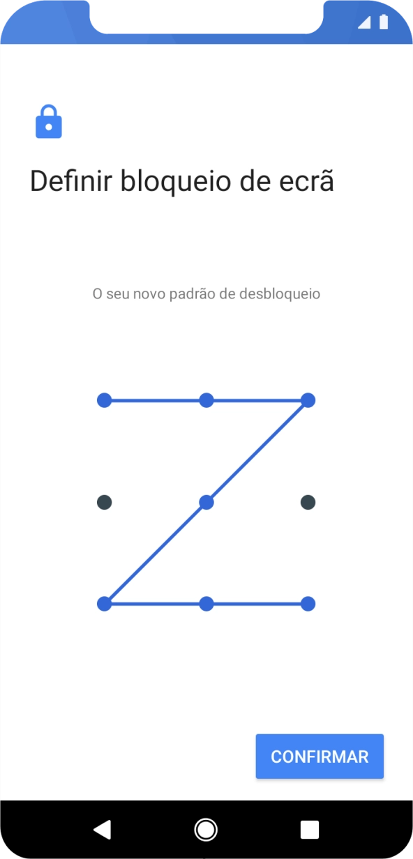 Repita o código de bloqueio do telefone escolhido e prima CONFIRMAR.